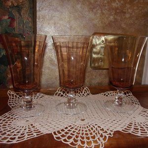 Fostoria Harvest Rust Crystal Iced Tea Glasses
